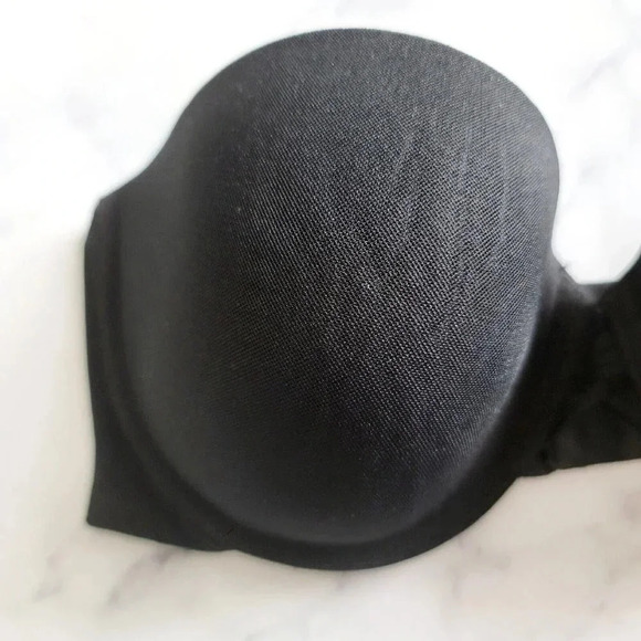 Wacoal Black Strapless Push Up Underwire 55434 Molded Padded Plunge Bra 36C - Picture 2 of 10